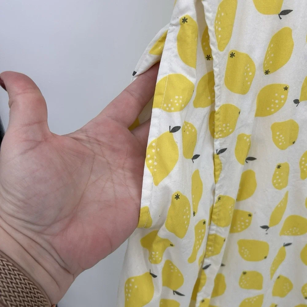 Eshakti Womens Sweetheart Lemon Print Cotton Dress Sz L Yellow Amalfi‎ Summer